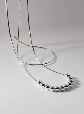 【两件包邮】双层小圆珠项链女极简冷淡风精致优雅S925镀银锁骨链