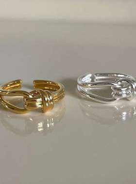 【两件包邮】极简冷淡风线条打结戒指女时尚百搭气质个性S925镀银