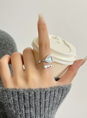 【两件包邮】高级感爱心戒指女简约时尚百搭叠戴气质开口指环小清