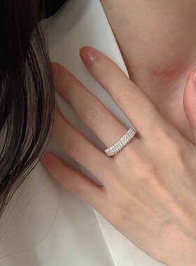 S925镀银简约百搭气质叠戴戒指女ins风小众设计感开口指环网红创