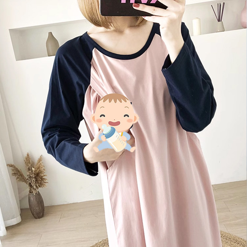 孕妇可哺乳连衣裙春夏薄款长袖待产月子生产服喂奶衣服春秋季睡裙,淘宝优惠券,粉丝福利购,淘宝优惠卷