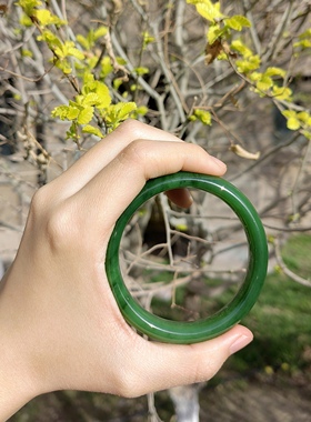 碧玉俄料手镯老坑料阳绿