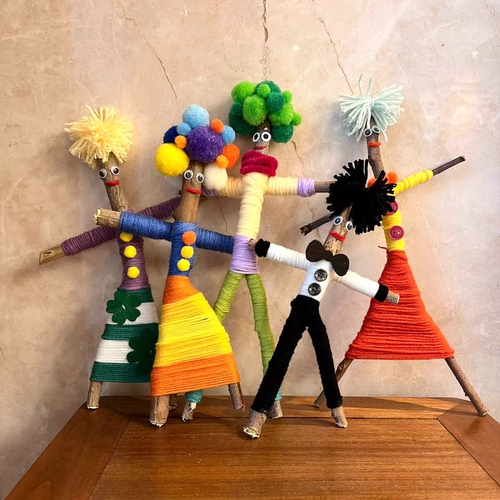 Шерстяные филиалы, злодейский детский сад, тканые районы, арт -зоны, материалы Кольцо создано угловые районы ручной работы