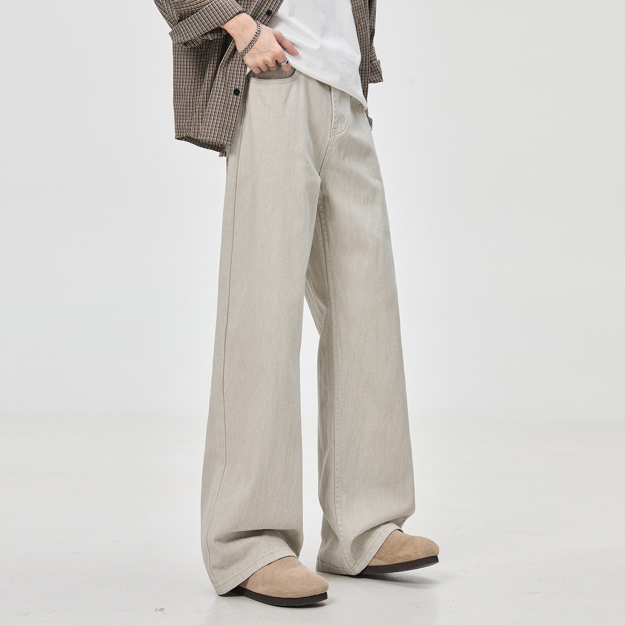 ALLIN 美式cleanfit弯刀牛仔裤男秋冬高街垂感宽松直筒阔腿长裤子,淘宝优惠券,粉丝福利购,淘宝优惠卷