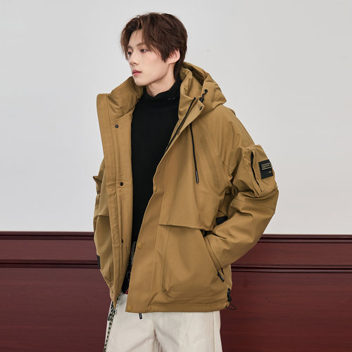 ALLIN 户外男士羽绒服冬季加厚保暖潮牌连帽防寒服情侣款工装外套 - 图1