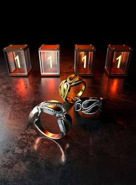 三色嘻哈官方西海岸重工腰果戒指