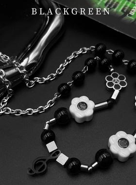王一博同款潮牌嘻哈黑色小众项链