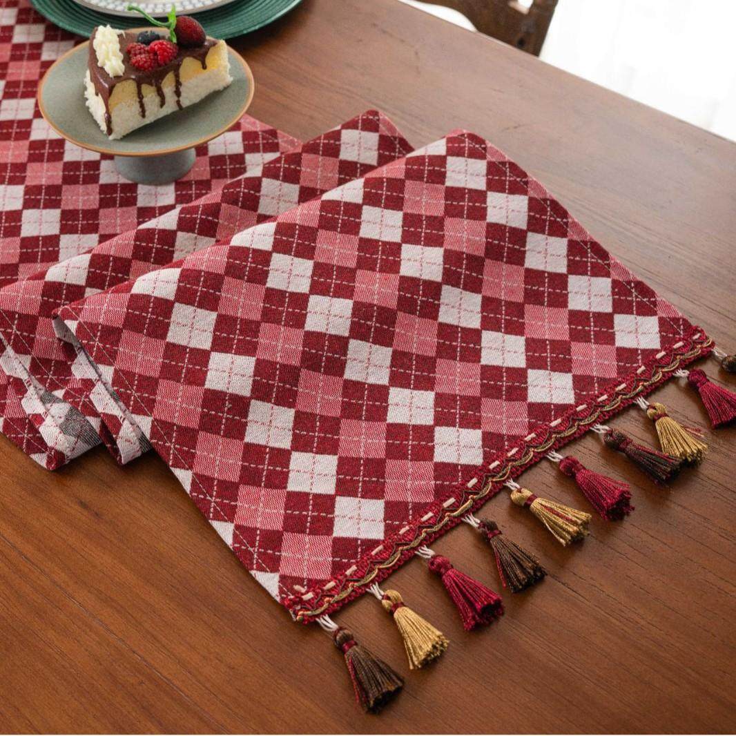 时尚长条格子桌旗新年喜庆圣诞装饰氛围感长条桌布茶几电视柜鞋柜,淘宝优惠券,粉丝福利购,淘宝优惠卷