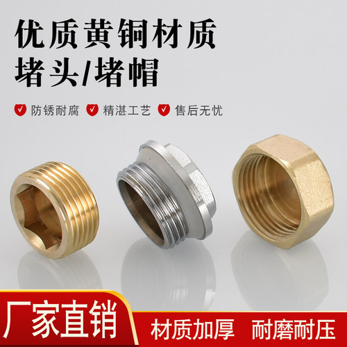 4分6分内丝外丝堵头堵帽 四分水管闷头管堵管帽铜堵头 水暖配件 - 图0