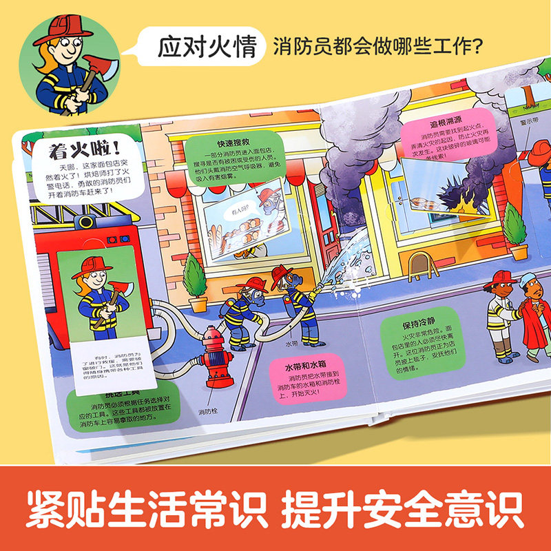 勇往直前的消防员 乐乐趣小小探险家3-6科普立体翻翻书 低幼百科知识职业启蒙绘本,淘宝优惠券,粉丝福利购,淘宝优惠卷