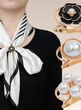 厂家直供丝巾扣珍珠山茶花蝴蝶结腰带固定扣搭配围巾扣大衣收腰扣