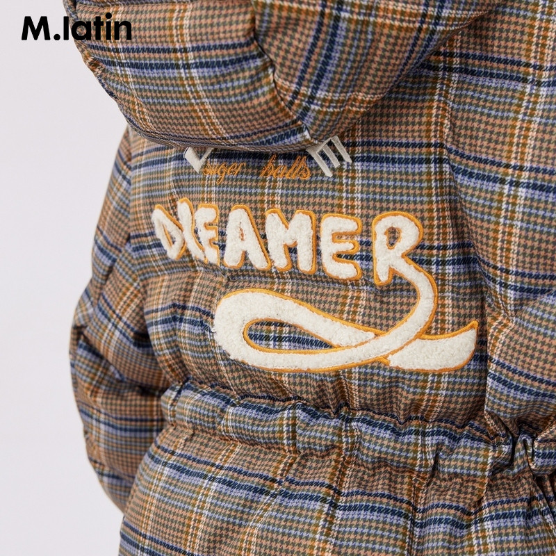 【商场同款】马拉丁童装羽绒服冬装女大童格纹一手长羽绒服