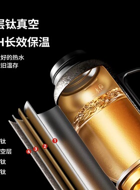 摩动纯钛保温杯男车载烧水杯茶水分离杯磁吸杯子高端钛杯商务送礼