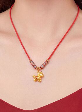 发财马｜2026新年福利手工编织红绳项链女马上有钱好运吊坠毛衣链