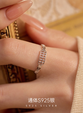 如意｜S925纯银爆款算盘钱币开口戒指男女招财盘缠可调节好运指环