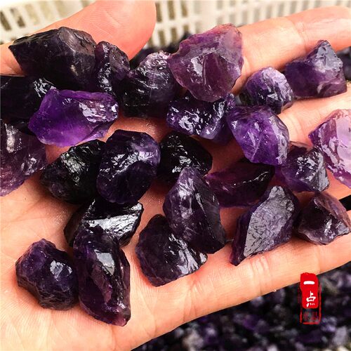 天然紫水晶原石碎石宝石毛料消磁净化香薰扩香石鱼缸石花盆装饰品 - 图2