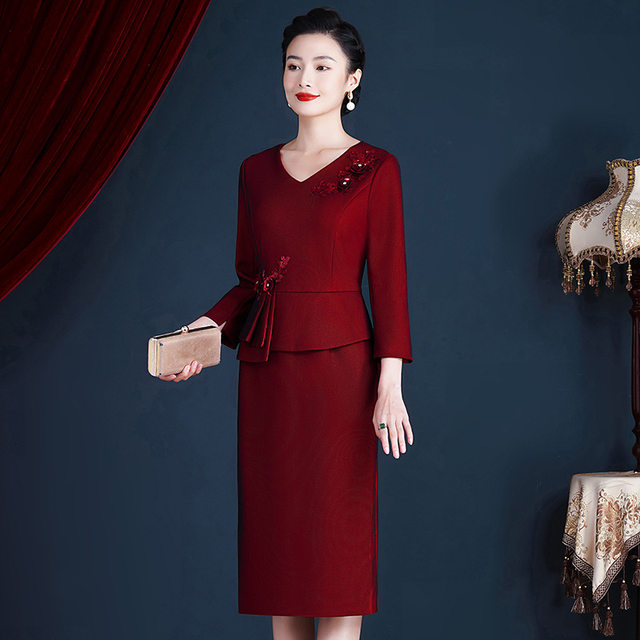 High-end wedding dress for grandma-in-law, evening dress, dress