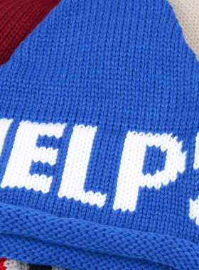 韩国秋冬款help字母套头女尖尖帽