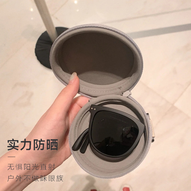 墨镜折叠女偏光新款茶色蕉糖色下同款夏季防晒防紫外线遮太阳眼镜-图1