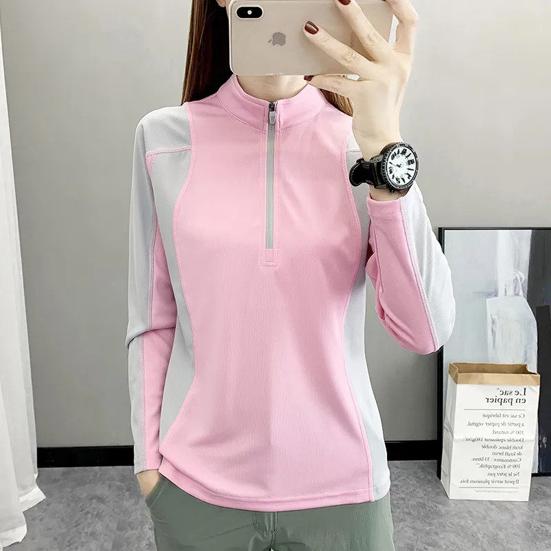 速干衣女长袖t恤立领薄款户外运动防晒修身百搭弹力透气登山上衣,淘宝优惠券,粉丝福利购,淘宝优惠卷