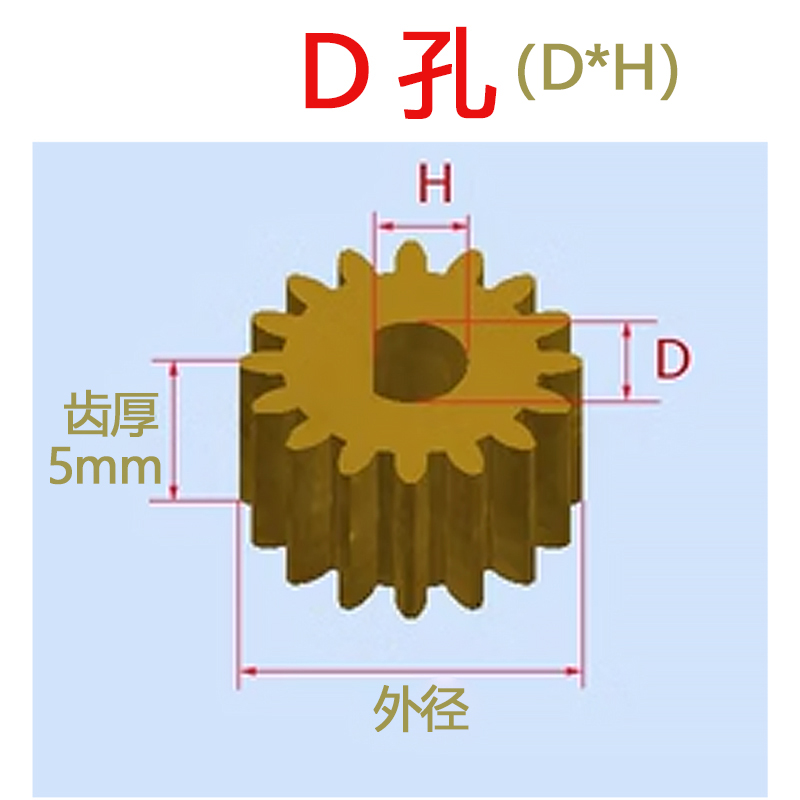 D型孔偏心0.5模铜齿轮10齿12齿到160齿轮配件发全精密电机齿轮 - 图0