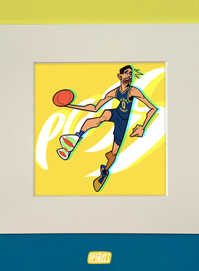 把球吃了 原创NBA插画 字母主题 艺术微喷装饰画