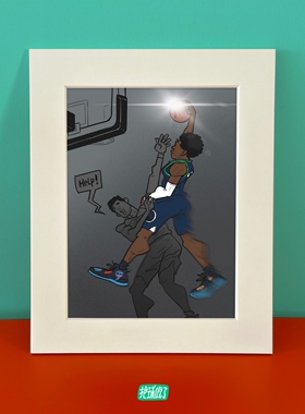 把球吃了 原创NBA插画 艺术微喷装饰画 8寸 乔丹汤普森特雷杨詹眉