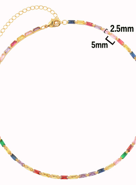 外贸彩色锆石项链 多彩多色爪链 水钻链 女彩虹满钻颈链流行饰品