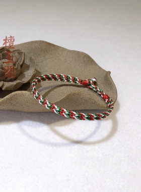 手工定制圣诞节手绳女红绿白个性许愿绳编织男手腕缠绕饰品手链