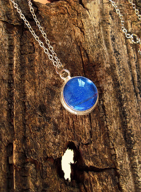 原创手工大蓝闪蝴蝶学生简约吊坠