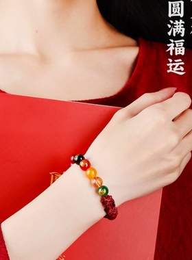 普陀山2025天然正品朱砂手串貔貅五路财神串男女同款本命年手链