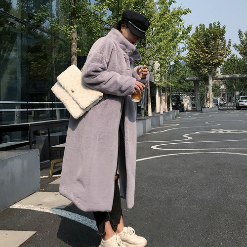 2024冬仿皮草外套女中长款韩版獭兔毛大码立领宽松水貂绒毛毛大衣 - 图0