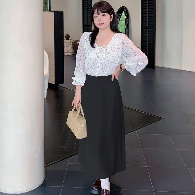 Versatile mid-length skirt, high-waisted A-line commuter skirt