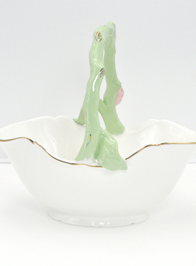 Cershar出口陶瓷花篮花瓶装饰摆件桌面置物插花篮水果零食储物篮