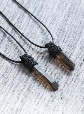 天然茶水晶项链男潮人礼物