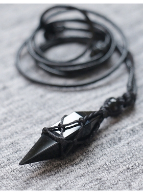 知了原创天然黑曜石项链男高级感