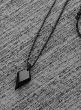 天然黑曜石吊坠小众设计项链