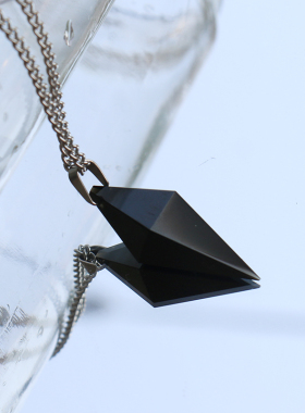 原创灵摆天然黑曜石项链男女同款