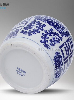 仿古大号杂粮福字陶瓷坛储物罐