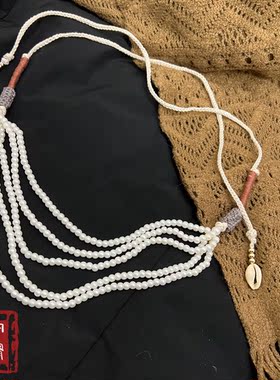 手工diy编织流苏项链贝壳多层堆叠珍珠毛衣链钩织材料包配饰首饰
