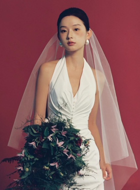 新娘婚纱头纱长款高级感超仙森系结婚纱礼服拍照道具简约素纱样片