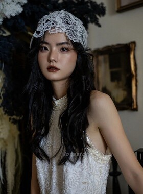 头饰化妆造型拍照高级感婚纱礼服