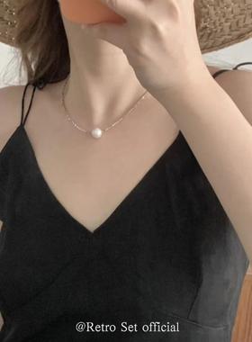 珍珠纯银碎银子女锁骨链