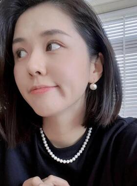 经典纯银女珍珠百搭耳钩抗过敏