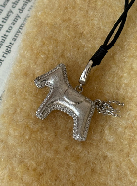 Retro可调手工拉丝开运小马项链