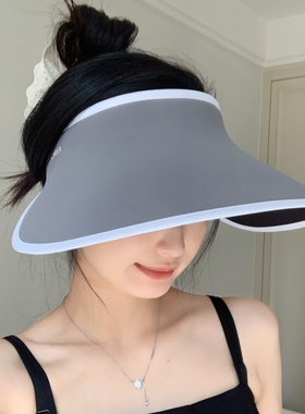 冰丝一体无痕大檐空顶遮阳帽女