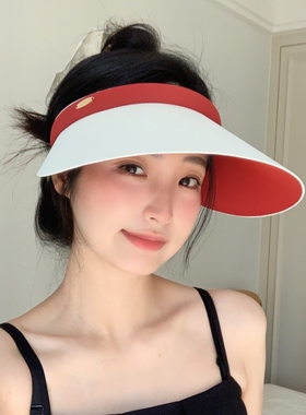 夏季发箍式大檐空顶防晒帽女