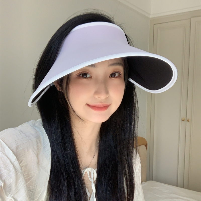 一秒入夏~冰丝一体无痕大檐空顶遮阳帽女新款黑胶防紫外线防晒帽 - 图2