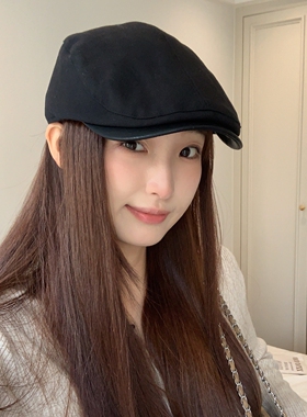 港风复古棉麻前进帽女新款秋冬
