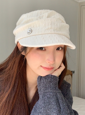 新款秋冬褶皱气质针织马术帽女